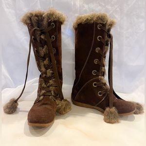 Sporto Paula Brown Suede Lace-up Boots - Size 7